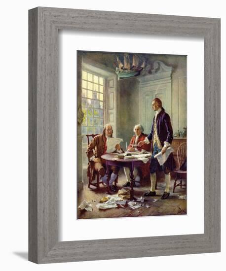 Writing the Declaration of Independence, 1776-Jean Leon Gerome Ferris-Framed Art Print