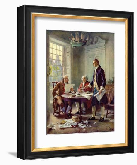 Writing the Declaration of Independence, 1776-Jean Leon Gerome Ferris-Framed Art Print