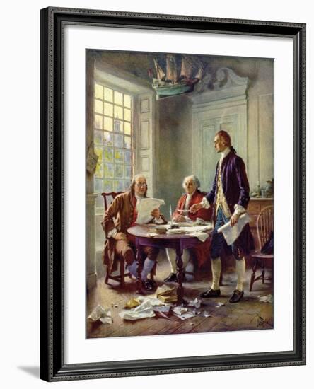 Writing the Declaration of Independence, 1776-Jean Leon Gerome Ferris-Framed Art Print