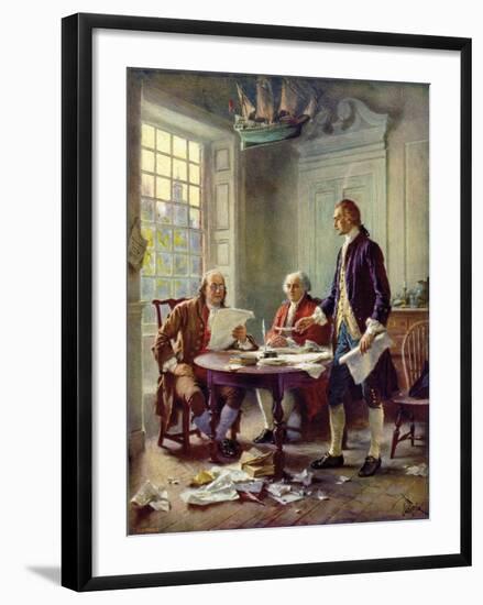 Writing the Declaration of Independence, 1776-Jean Leon Gerome Ferris-Framed Art Print