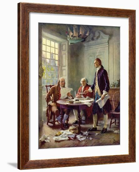 Writing the Declaration of Independence, 1776-Jean Leon Gerome Ferris-Framed Art Print