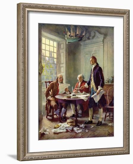 Writing the Declaration of Independence, 1776-Jean Leon Gerome Ferris-Framed Giclee Print