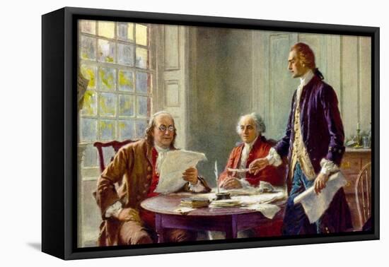 Writing the Declaration of Independence in 1776-Jean Leon Gerome Ferris-Framed Stretched Canvas