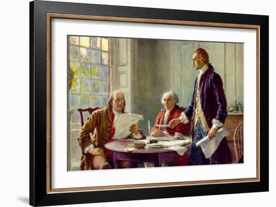 Writing the Declaration of Independence in 1776-Jean Leon Gerome Ferris-Framed Art Print