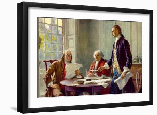 Writing the Declaration of Independence in 1776-Jean Leon Gerome Ferris-Framed Art Print