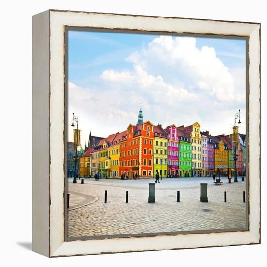 Wroclaw City Center, Market Square Tenements and City Hall-Pablo77-Framed Stretched Canvas