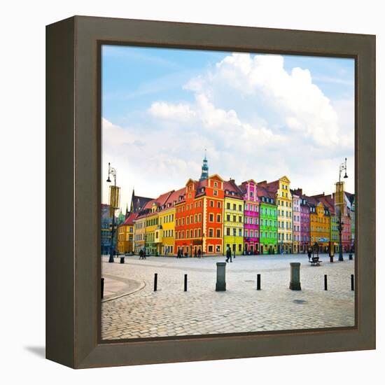 Wroclaw City Center, Market Square Tenements and City Hall-Pablo77-Framed Stretched Canvas