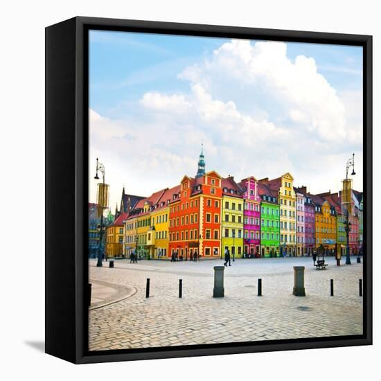 Wroclaw City Center, Market Square Tenements and City Hall-Pablo77-Framed Stretched Canvas
