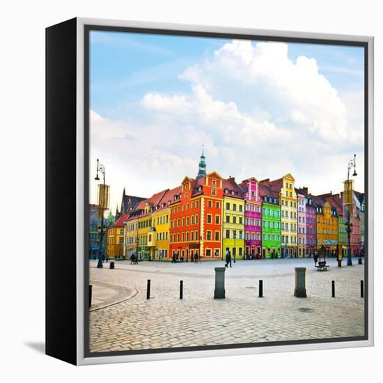 Wroclaw City Center, Market Square Tenements and City Hall-Pablo77-Framed Stretched Canvas