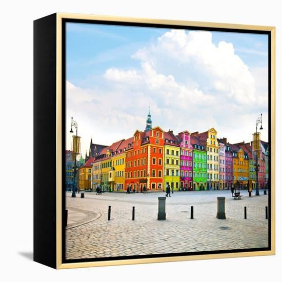 Wroclaw City Center, Market Square Tenements and City Hall-Pablo77-Framed Stretched Canvas