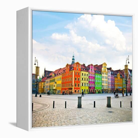 Wroclaw City Center, Market Square Tenements and City Hall-Pablo77-Framed Stretched Canvas