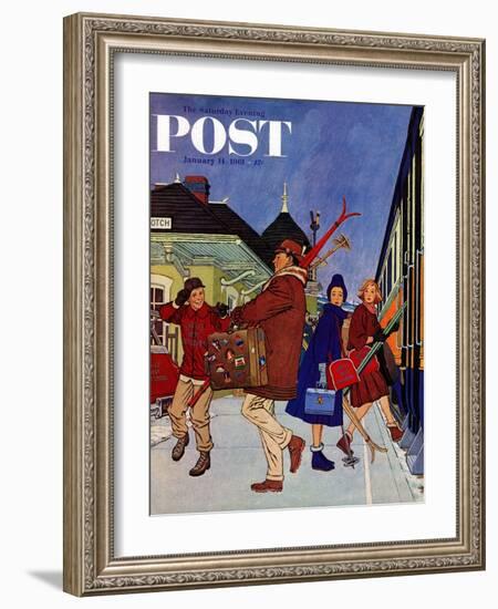 "Wrong Week at the Ski Resort," Saturday Evening Post Cover, January 14, 1961-James Williamson-Framed Giclee Print