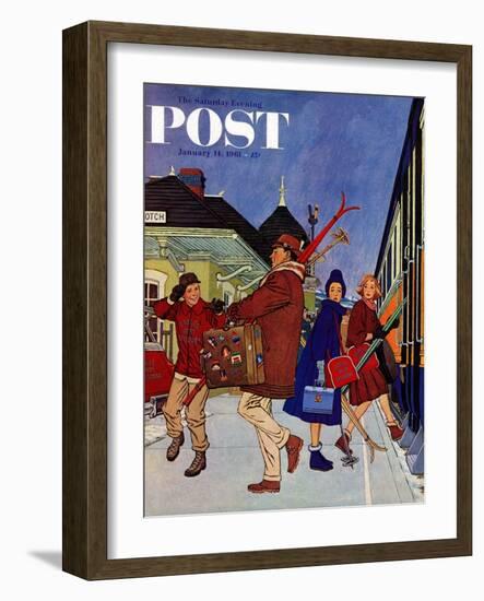 "Wrong Week at the Ski Resort," Saturday Evening Post Cover, January 14, 1961-James Williamson-Framed Giclee Print