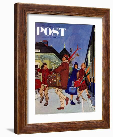 "Wrong Week at the Ski Resort," Saturday Evening Post Cover, January 14, 1961-James Williamson-Framed Giclee Print