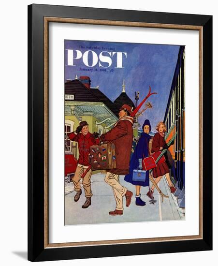 "Wrong Week at the Ski Resort," Saturday Evening Post Cover, January 14, 1961-James Williamson-Framed Giclee Print