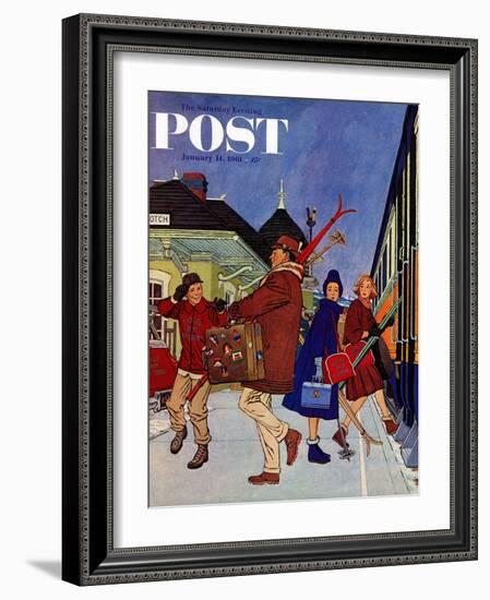 "Wrong Week at the Ski Resort," Saturday Evening Post Cover, January 14, 1961-James Williamson-Framed Giclee Print