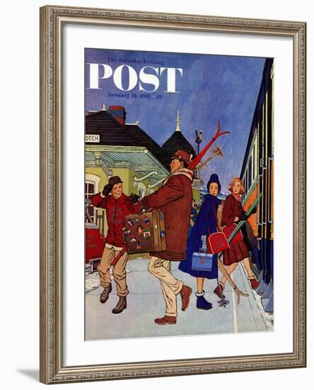 "Wrong Week at the Ski Resort," Saturday Evening Post Cover, January 14, 1961-James Williamson-Framed Giclee Print