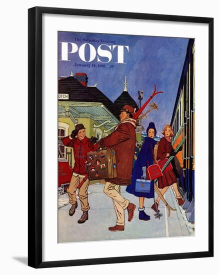 "Wrong Week at the Ski Resort," Saturday Evening Post Cover, January 14, 1961-James Williamson-Framed Giclee Print