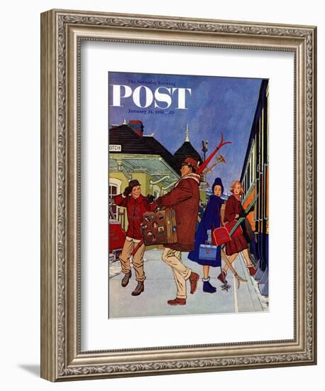 "Wrong Week at the Ski Resort," Saturday Evening Post Cover, January 14, 1961-James Williamson-Framed Giclee Print