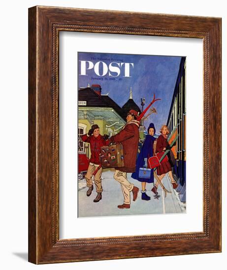 "Wrong Week at the Ski Resort," Saturday Evening Post Cover, January 14, 1961-James Williamson-Framed Giclee Print