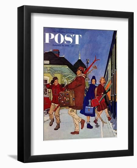 "Wrong Week at the Ski Resort," Saturday Evening Post Cover, January 14, 1961-James Williamson-Framed Giclee Print