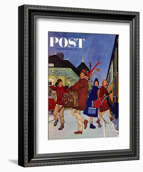 "Wrong Week at the Ski Resort," Saturday Evening Post Cover, January 14, 1961-James Williamson-Framed Giclee Print