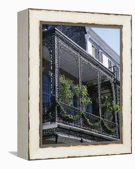 Wrought Iron Balcony, French Quarter, New Orleans, Louisiana, USA-Charles Bowman-Framed Premier Image Canvas