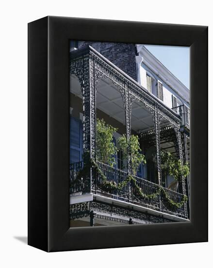 Wrought Iron Balcony, French Quarter, New Orleans, Louisiana, USA-Charles Bowman-Framed Premier Image Canvas