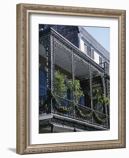Wrought Iron Balcony, French Quarter, New Orleans, Louisiana, USA-Charles Bowman-Framed Photographic Print