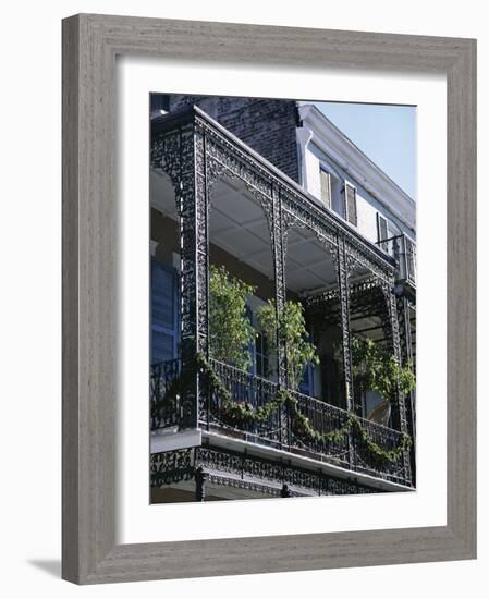 Wrought Iron Balcony, French Quarter, New Orleans, Louisiana, USA-Charles Bowman-Framed Photographic Print