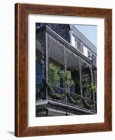 Wrought Iron Balcony, French Quarter, New Orleans, Louisiana, USA-Charles Bowman-Framed Photographic Print