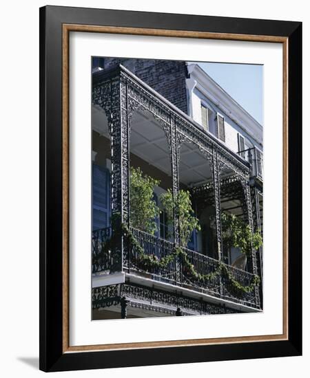 Wrought Iron Balcony, French Quarter, New Orleans, Louisiana, USA-Charles Bowman-Framed Photographic Print