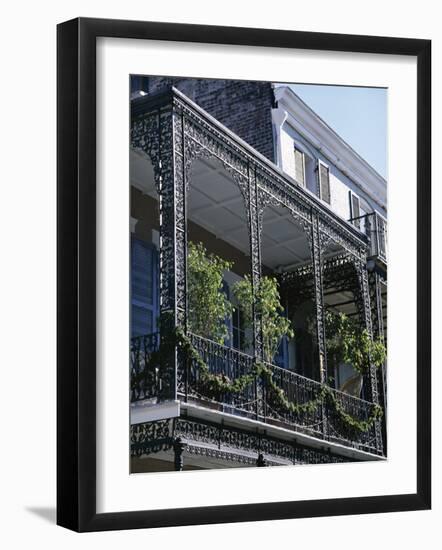 Wrought Iron Balcony, French Quarter, New Orleans, Louisiana, USA-Charles Bowman-Framed Photographic Print