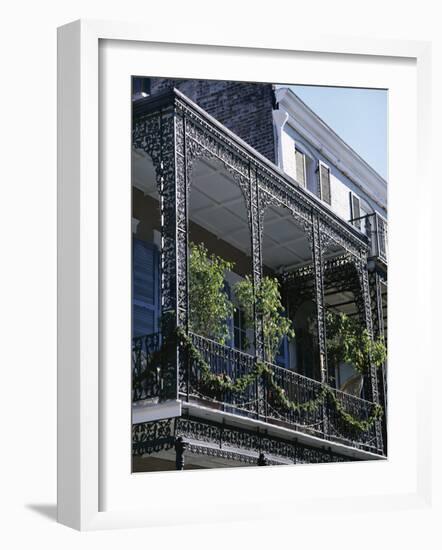 Wrought Iron Balcony, French Quarter, New Orleans, Louisiana, USA-Charles Bowman-Framed Photographic Print