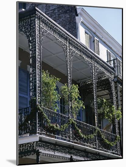 Wrought Iron Balcony, French Quarter, New Orleans, Louisiana, USA-Charles Bowman-Mounted Photographic Print