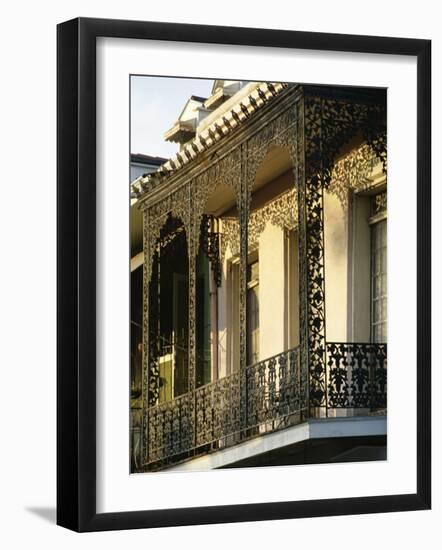 Wrought Ironwork on Balcony, French Quarter, New Orleans, Louisiana, USA-Charles Bowman-Framed Photographic Print