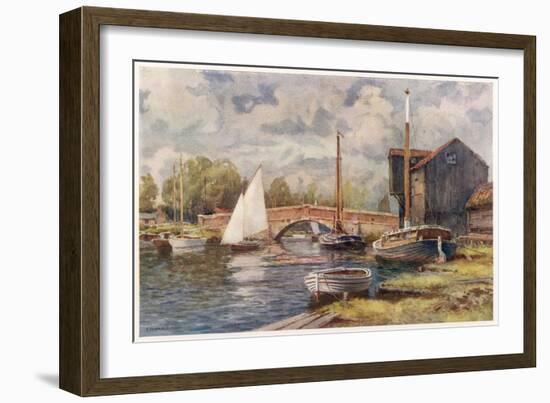 Wroxham Bridge, with Yachts and Other Boats-null-Framed Art Print