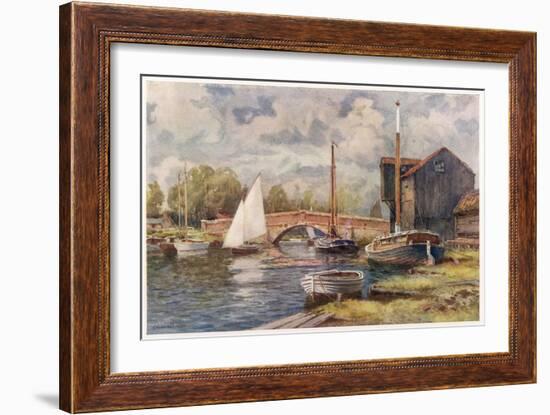 Wroxham Bridge, with Yachts and Other Boats-null-Framed Art Print