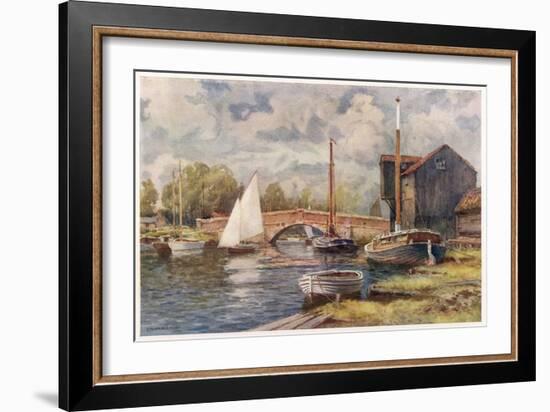 Wroxham Bridge, with Yachts and Other Boats-null-Framed Art Print