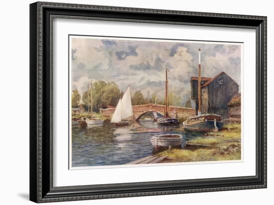 Wroxham Bridge, with Yachts and Other Boats-null-Framed Art Print