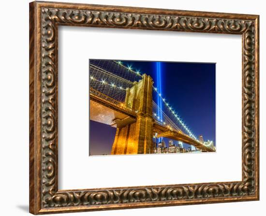 WTC Light over Brooklyn Bridge-null-Framed Art Print