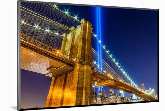 WTC Light over Brooklyn Bridge-null-Mounted Art Print