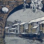 Snow by the Waterside Village-Wu Jide-Framed Stretched Canvas