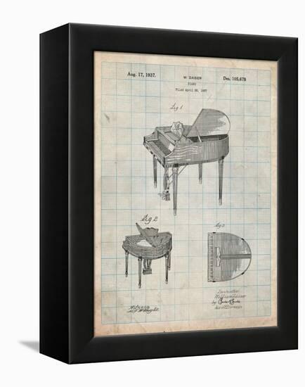 Wurlitzer Butterfly Model 235 Piano Patent-Cole Borders-Framed Stretched Canvas