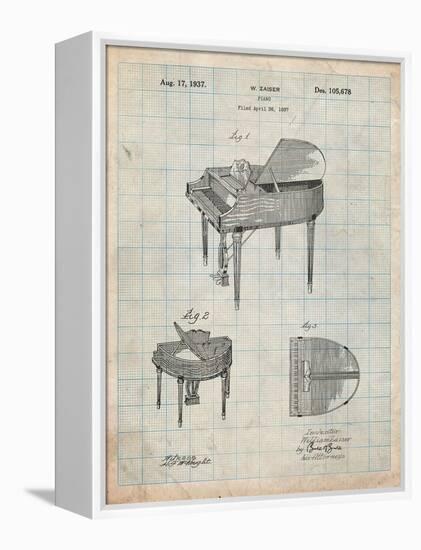 Wurlitzer Butterfly Model 235 Piano Patent-Cole Borders-Framed Stretched Canvas