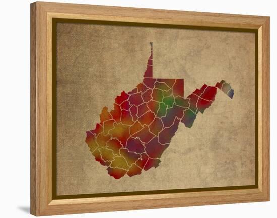 WV Colorful Counties-Red Atlas Designs-Framed Premier Image Canvas