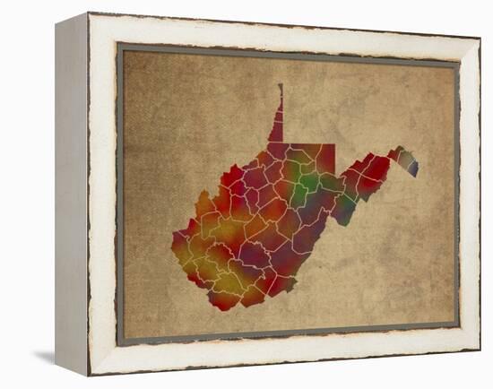 WV Colorful Counties-Red Atlas Designs-Framed Premier Image Canvas