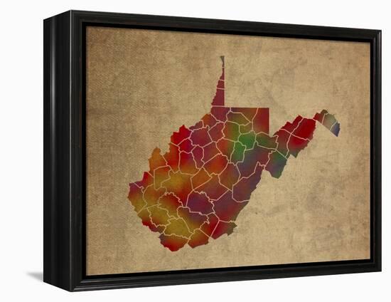 WV Colorful Counties-Red Atlas Designs-Framed Premier Image Canvas