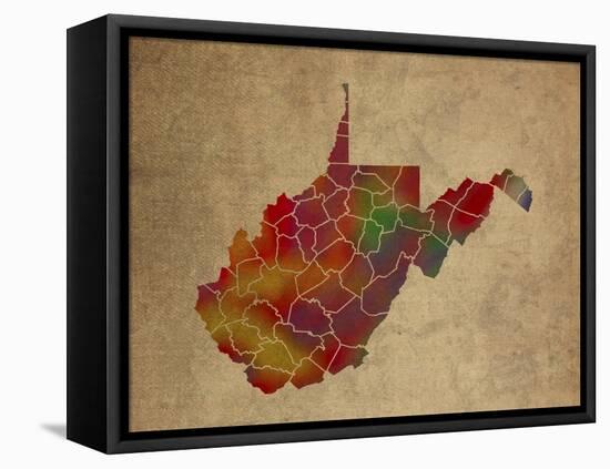 WV Colorful Counties-Red Atlas Designs-Framed Premier Image Canvas