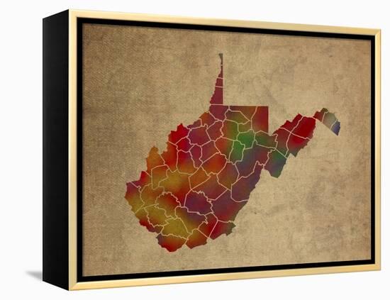 WV Colorful Counties-Red Atlas Designs-Framed Premier Image Canvas